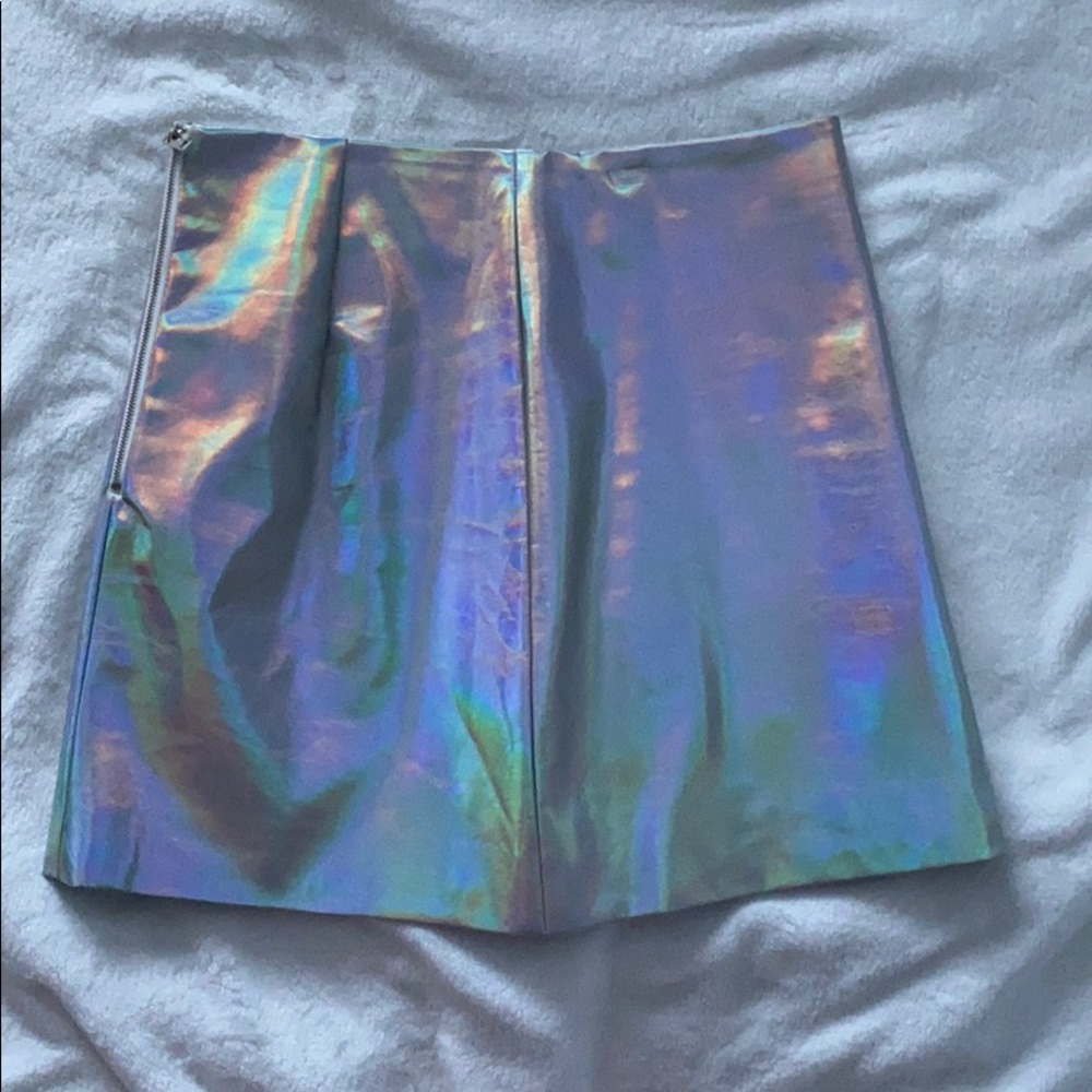 Daphnea Holographic Pleather Mini Skirt
